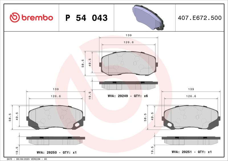 Brembo P54043 Brake Pad Set, disc brake - 1