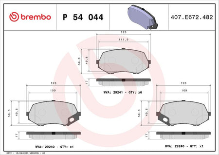 Brembo P54044 Brake Pad Set, disc brake - 1