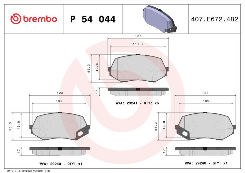 Brembo P54044 Brake Pad Set, disc brake - 1