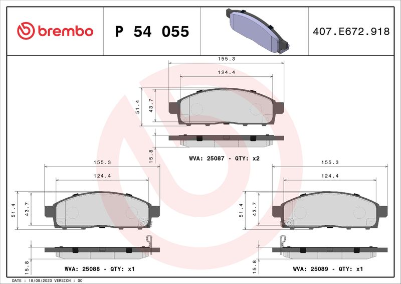 Brembo P54055 Brake Pad Set, disc brake - 1