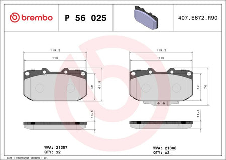 Brembo P56025 Brake Pad Set, disc brake - 1