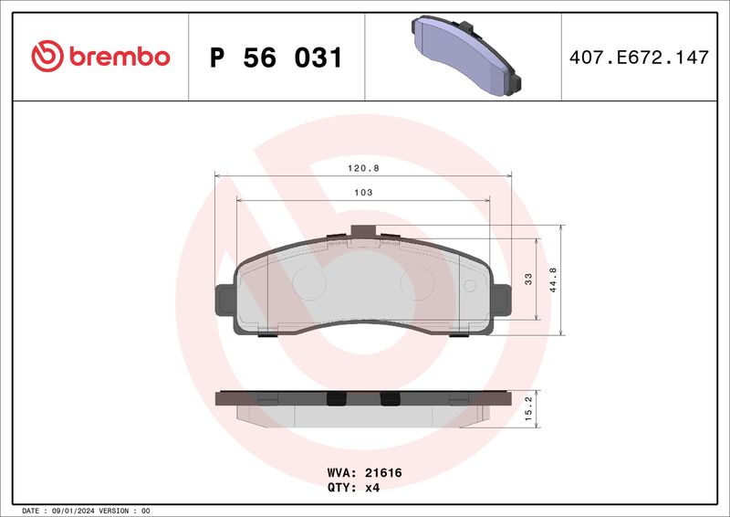 Brembo P56031 Brake Pad Set, disc brake - 1
