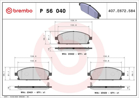 Brembo P56040 Brake Pad Set, disc brake - 1