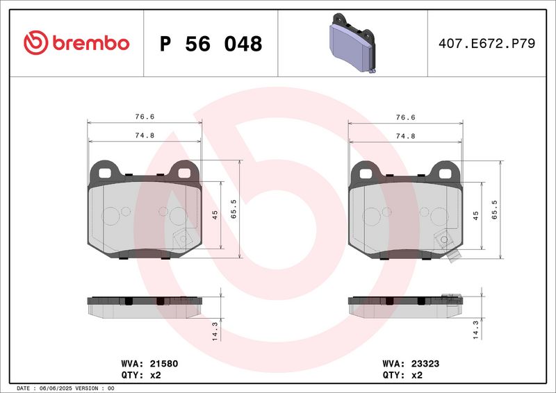 Brembo P56048 Brake Pad Set, disc brake - 1