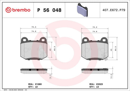 Brembo P56048 Brake Pad Set, disc brake - 1