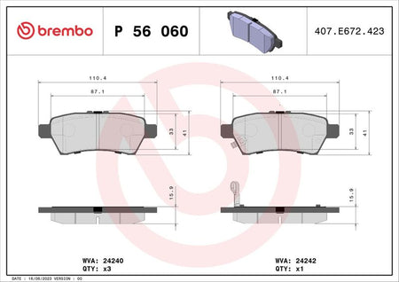 Brembo P56060 Brake Pad Set, disc brake - 1