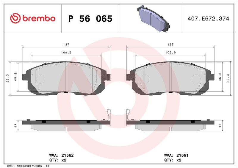 Brembo P56065 Brake Pad Set, disc brake - 1