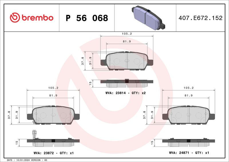Brembo P56068 Brake Pad Set, disc brake - 1