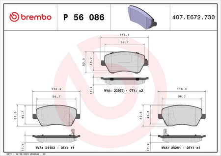 Brembo P56086 Brake Pad Set, disc brake - 1
