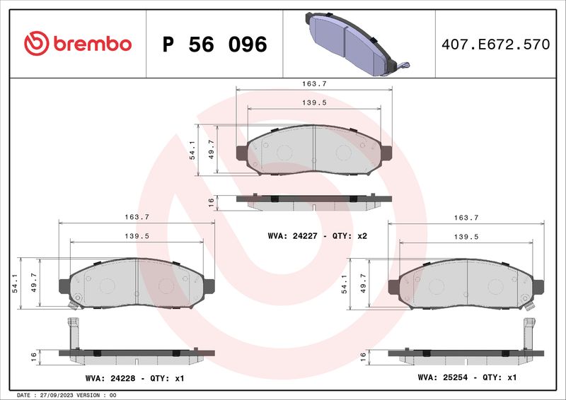 Brembo P56096 Brake Pad Set, disc brake - 1