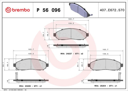 Brembo P56096 Brake Pad Set, disc brake - 1