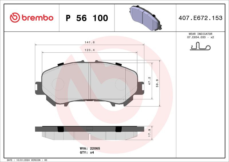 Brembo P56100 Brake Pad Set, disc brake - 1