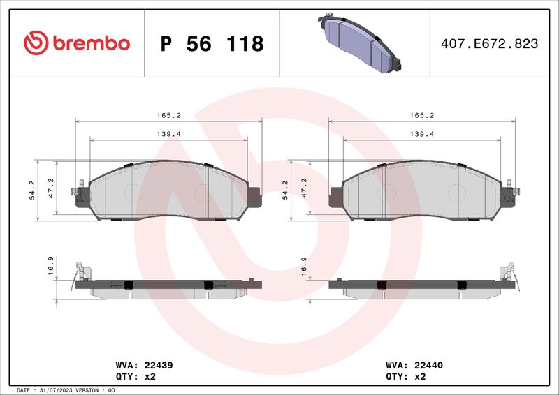 Brembo P56118 Brake Pad Set, disc brake - 1