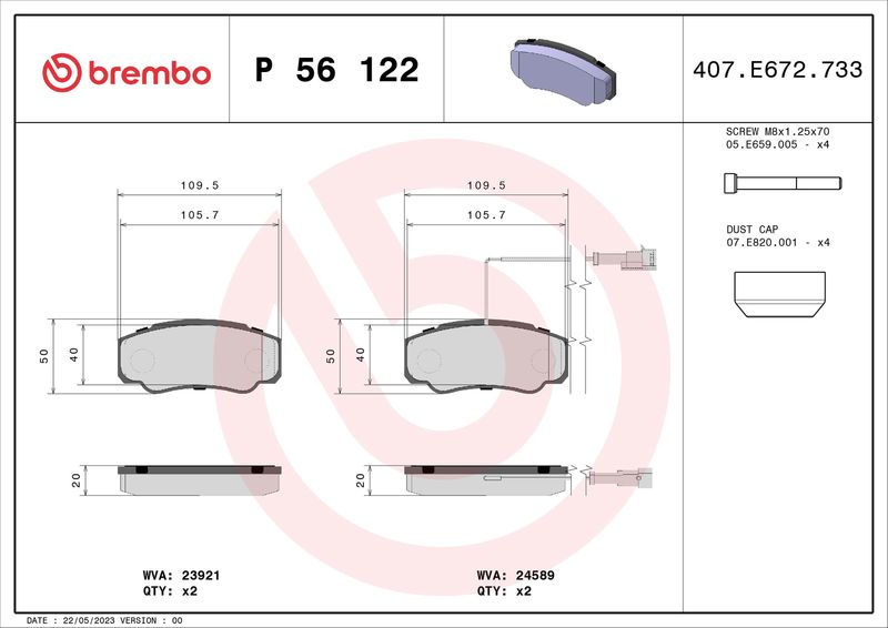 Brembo P56122 Brake Pad Set, disc brake - 1