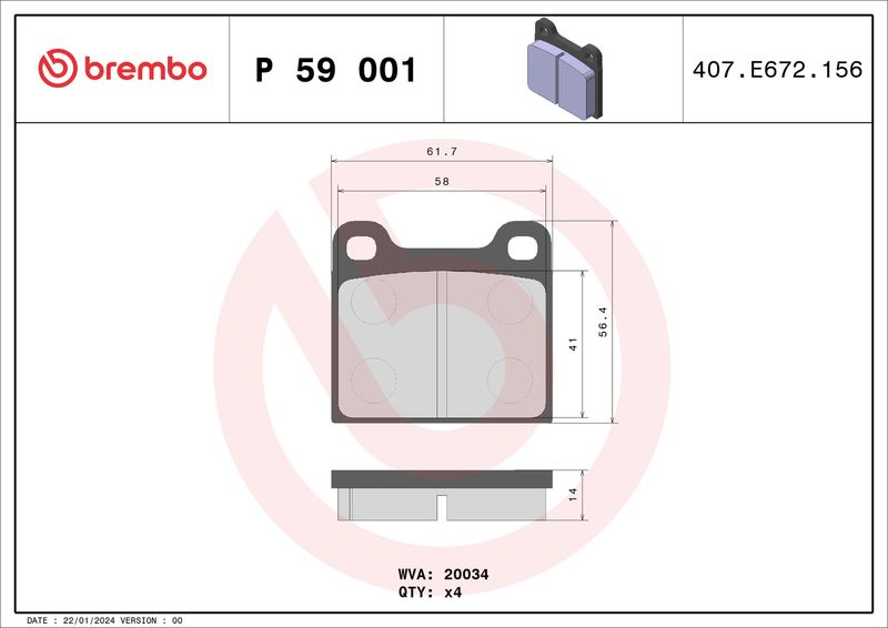 Brembo P59001 Brake Pad Set, disc brake - 1