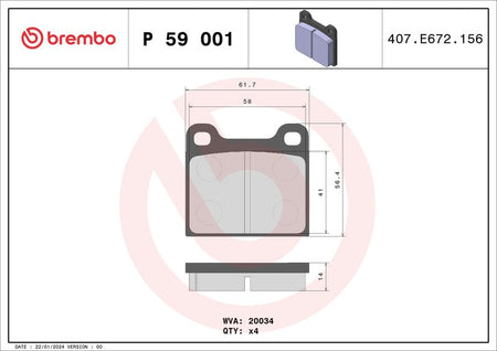 Brembo P59001 Brake Pad Set, disc brake - 1