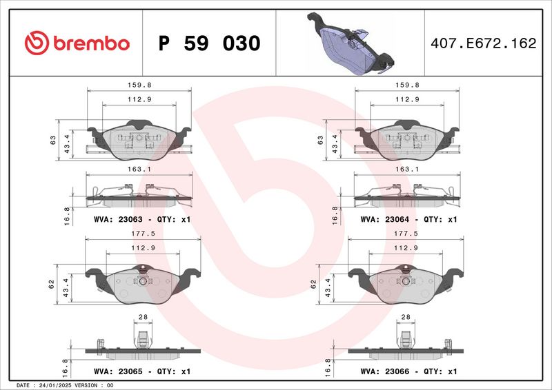Brembo P59030 Brake Pad Set, disc brake - 1