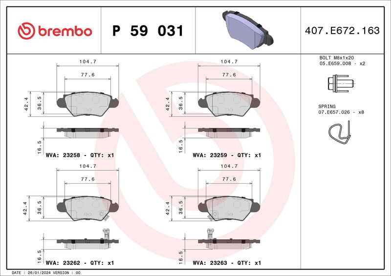 Brembo P59031 Brake Pad Set, disc brake - 1
