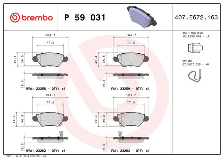 Brembo P59031 Brake Pad Set, disc brake - 1