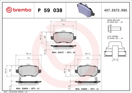 Brembo P59038 Brake Pad Set, disc brake - 1
