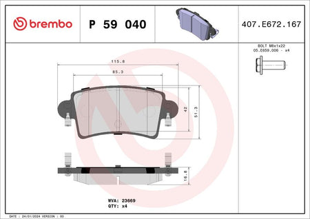 Brembo P59040 Brake Pad Set, disc brake - 1