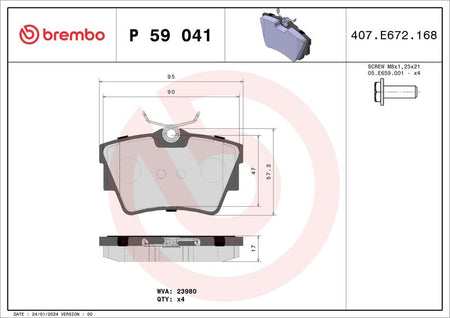 Brembo P59041 Brake Pad Set, disc brake - 1