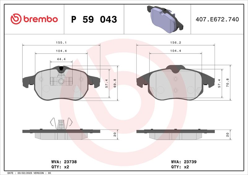 Brembo P59043 Brake Pad Set, disc brake - 1