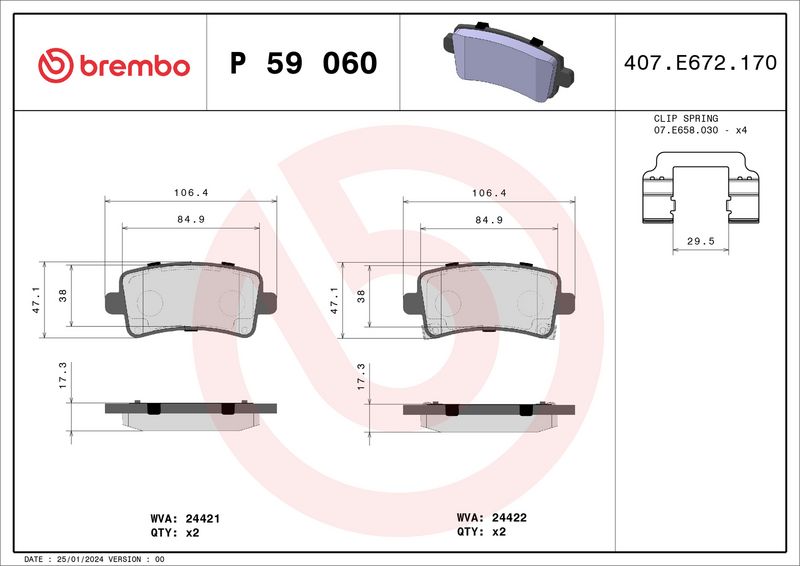 Brembo P59060 Brake Pad Set, disc brake - 1