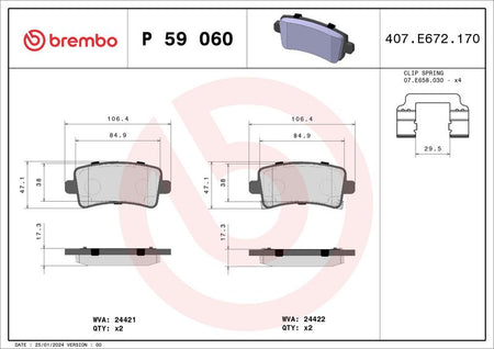 Brembo P59060 Brake Pad Set, disc brake - 1