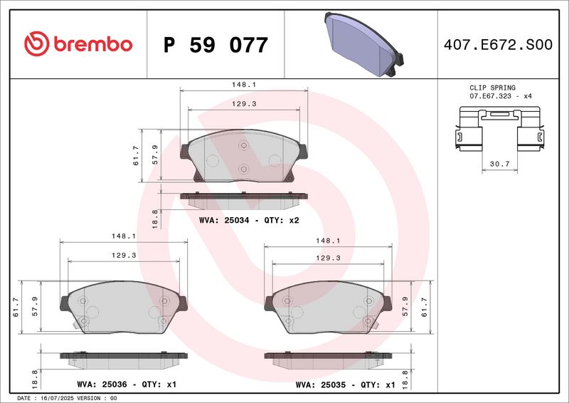 Brembo P59077 Brake Pad Set, disc brake - 2