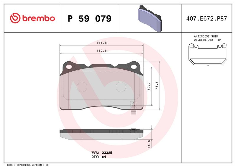 Brembo P59079 Brake Pad Set, disc brake - 1