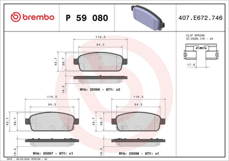 Brembo P59080 Brake Pad Set, disc brake - 1