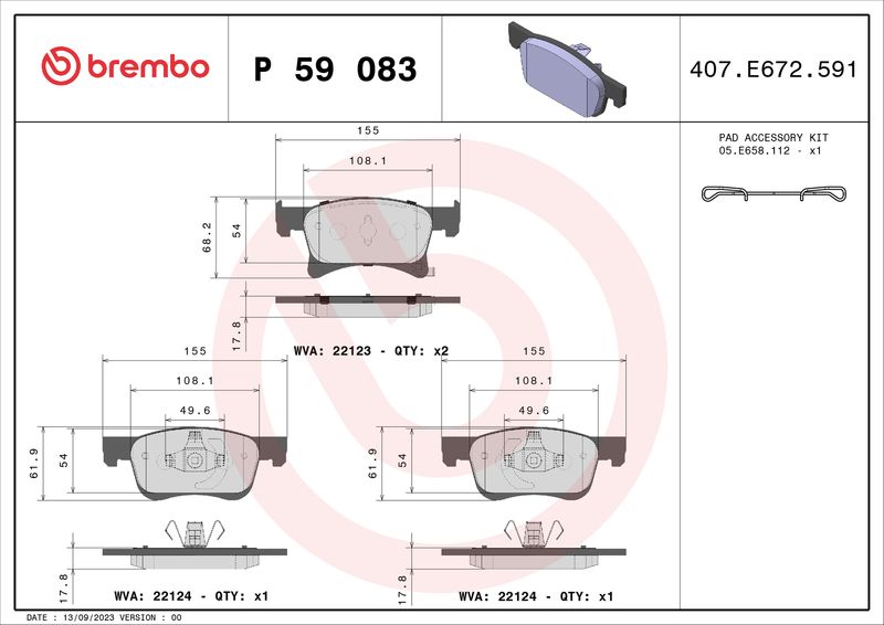 Brembo P59083 Brake Pad Set, disc brake - 1