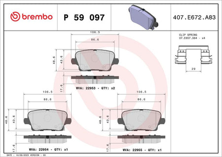 Brembo P59097 Brake Pad Set, disc brake - 1