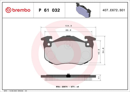 Brembo P61032 Brake Pad Set, disc brake - 1