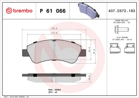 Brembo P61066 Brake Pad Set, disc brake - 1