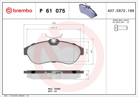 Brembo P61075 Brake Pad Set, disc brake - 1