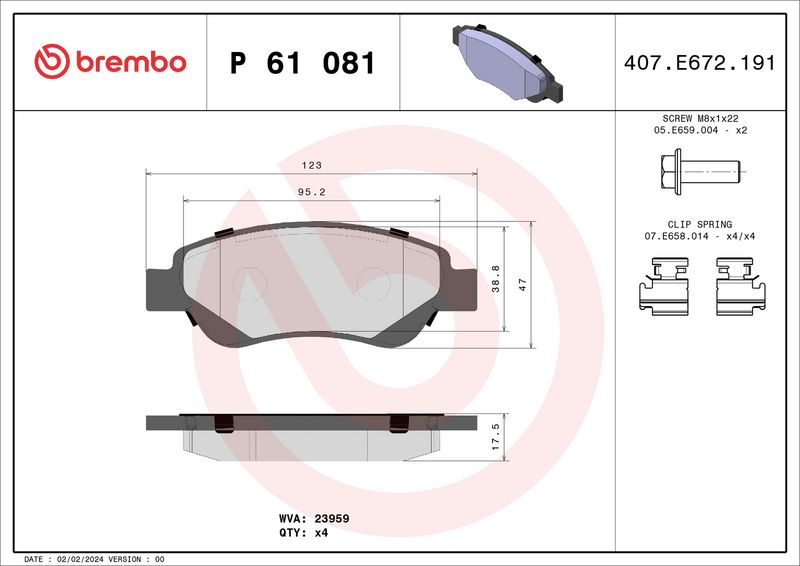 Brembo P61081 Brake Pad Set, disc brake - 1