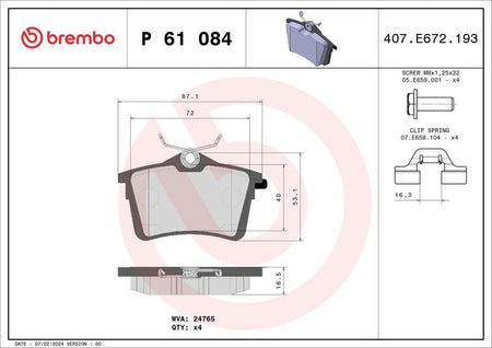 Brembo P61084 Brake Pad Set, disc brake - 1