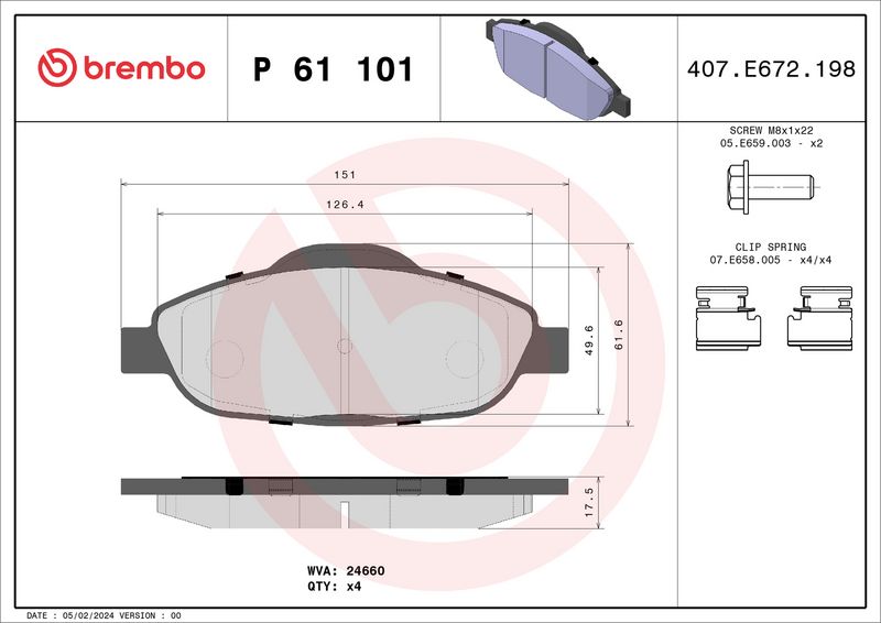 Brembo P61101 Brake Pad Set, disc brake - 1