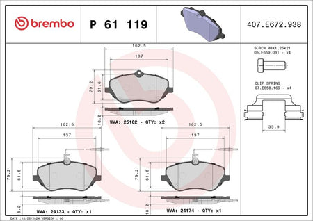 Brembo P61119 Brake Pad Set, disc brake - 1