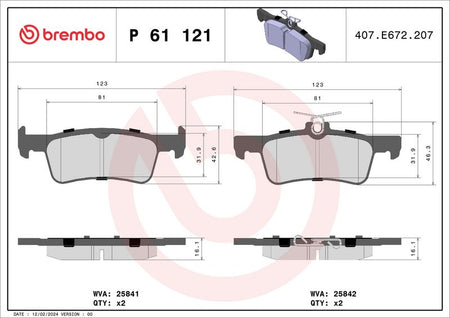 Brembo P61121 Brake Pad Set, disc brake - 1