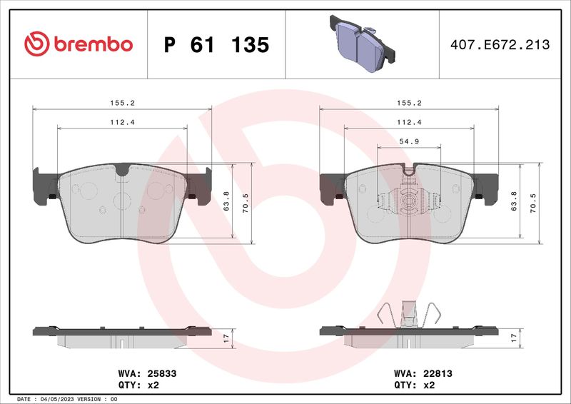 Brembo P61135 Brake Pad Set, disc brake - 1
