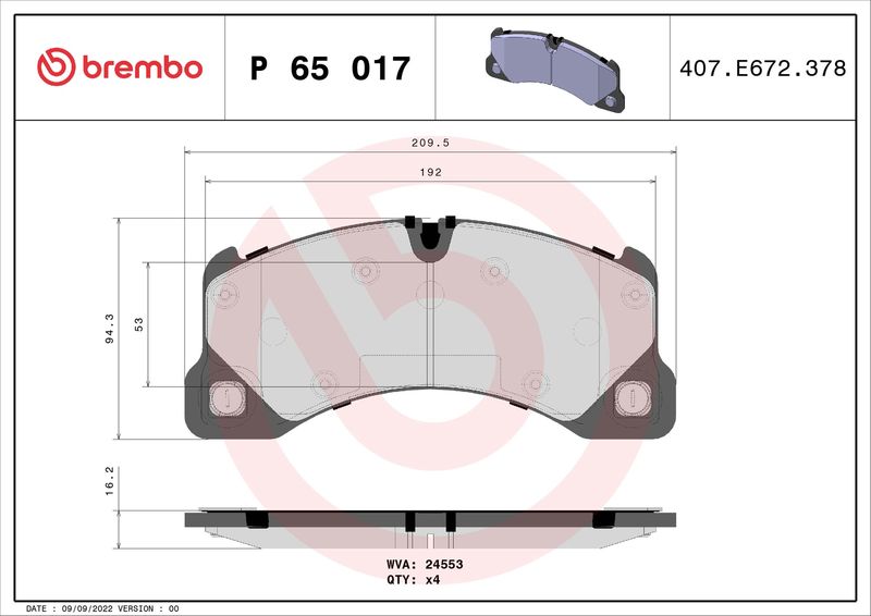 Brembo P65017 Brake Pad Set, disc brake - 1