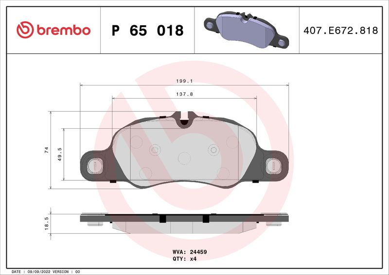 Brembo P65018 Brake Pad Set, disc brake - 1