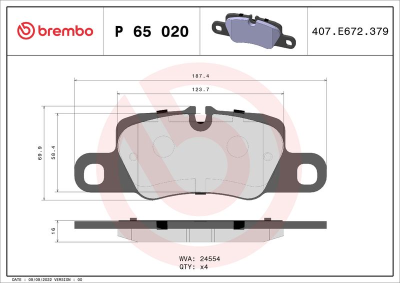 Brembo P65020 Brake Pad Set, disc brake - 1