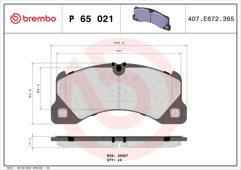 Brembo P65021 Brake Pad Set, disc brake - 1
