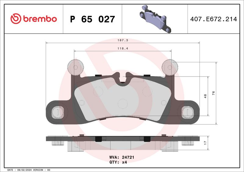 Brembo P65027 Brake Pad Set, disc brake - 1