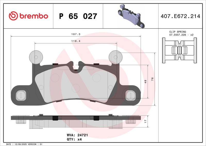 Brembo P65027 Brake Pad Set, disc brake - 2