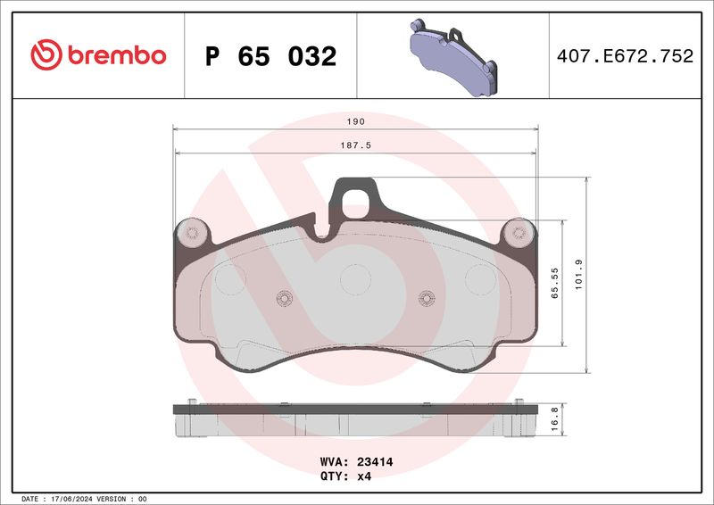 Brembo P65032 Brake Pad Set, disc parking brake - 1